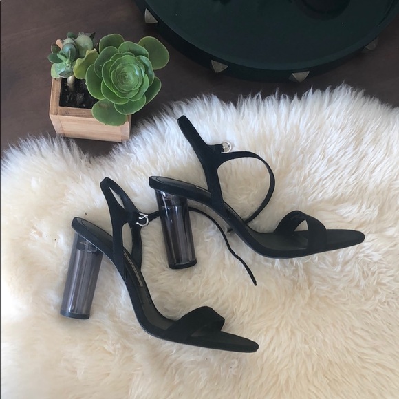 zara clear block heels